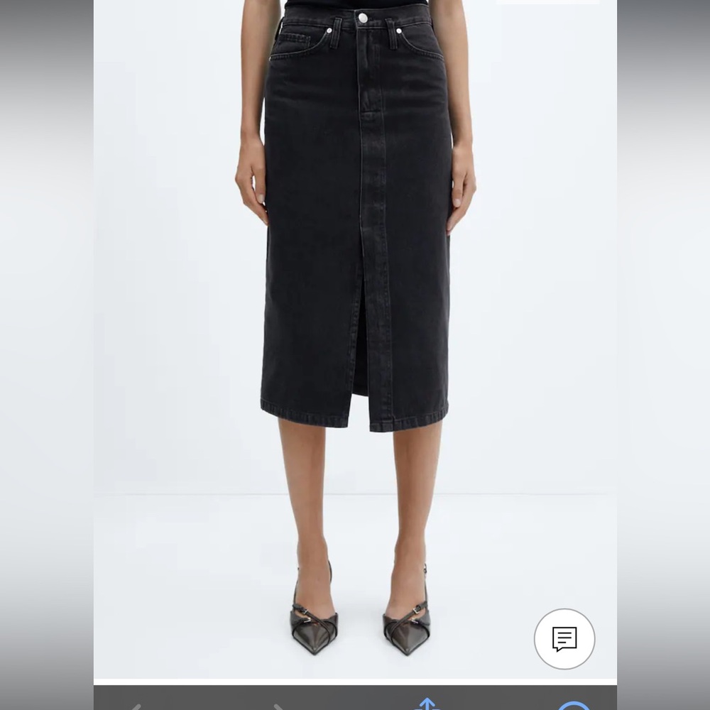 Black Denim Midi Skirt